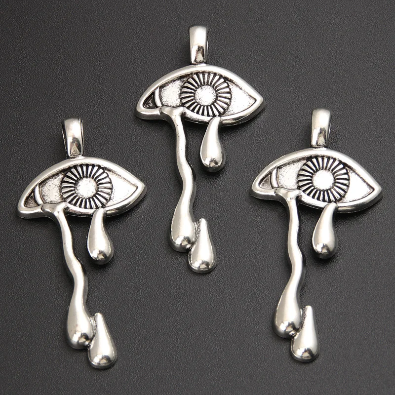 

Подвеска серебряного цвета в стиле панк с глазами крови, 47x24 мм, 10 шт.