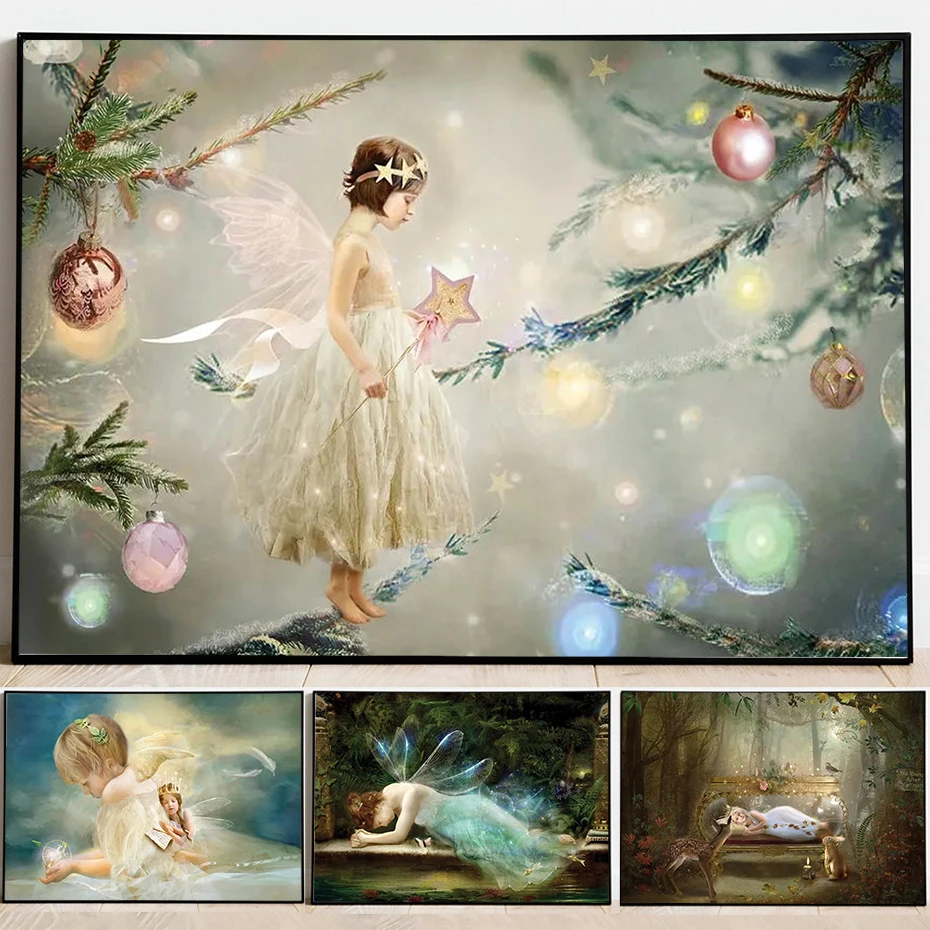 

Creative Angel Baby Poster Prints Artwork Nordic on The Wall Art Canvas Painting Child Room Home Decor Cartoon Pictures Cuadros