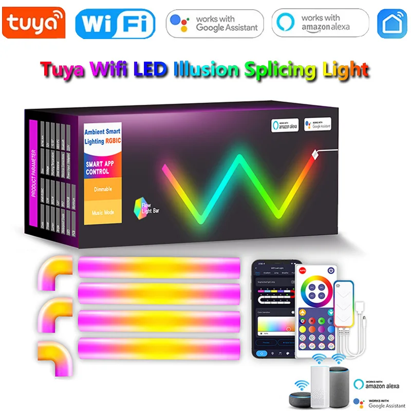 

Новые разноцветные стены Tuya с Wi-Fi, фотолампы, атмосферные настенные светильники, приложение/голос/пульт дистанционного управления для украшения кровати, интерьера