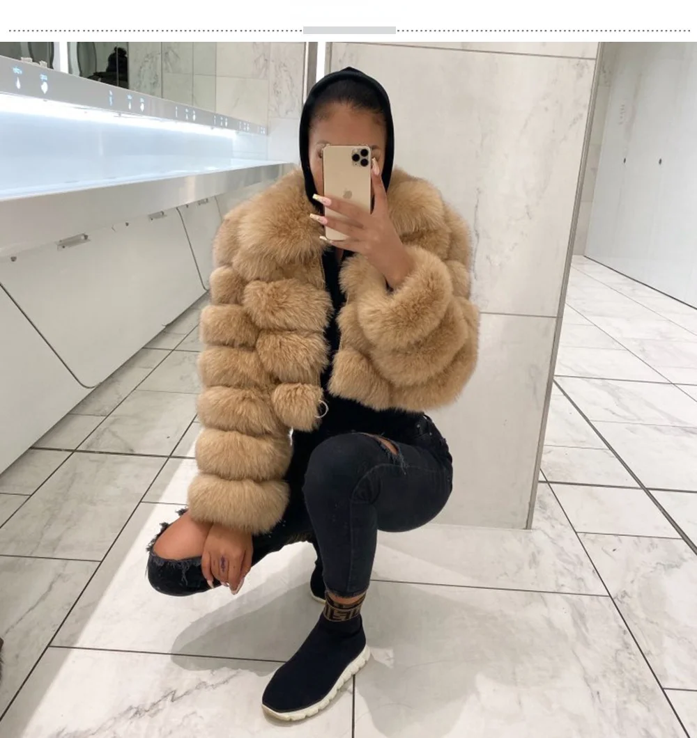 Winter Fur Coat Women Thickened Imitation Fur Coat Stitched Retro Long Sleeve Short Jacket Furry Coats Fox Faux Fur Short Luxury