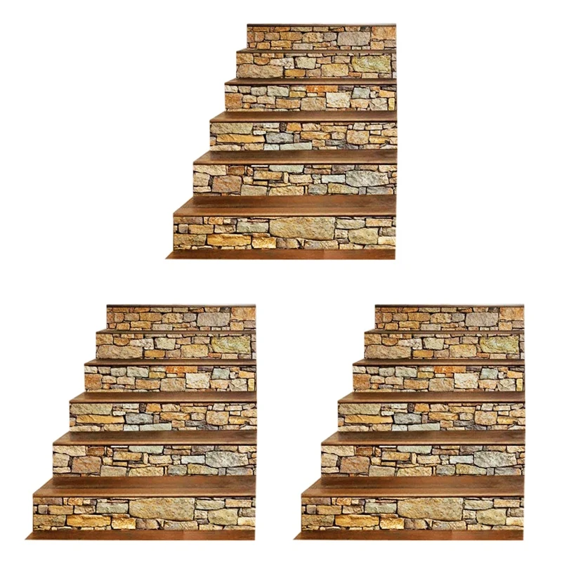 

18X 3D Stair Sticker Murals Wall Decal-Vintage Landscape Staircase Sticker Mural Tile Step Stair Risers Sticker