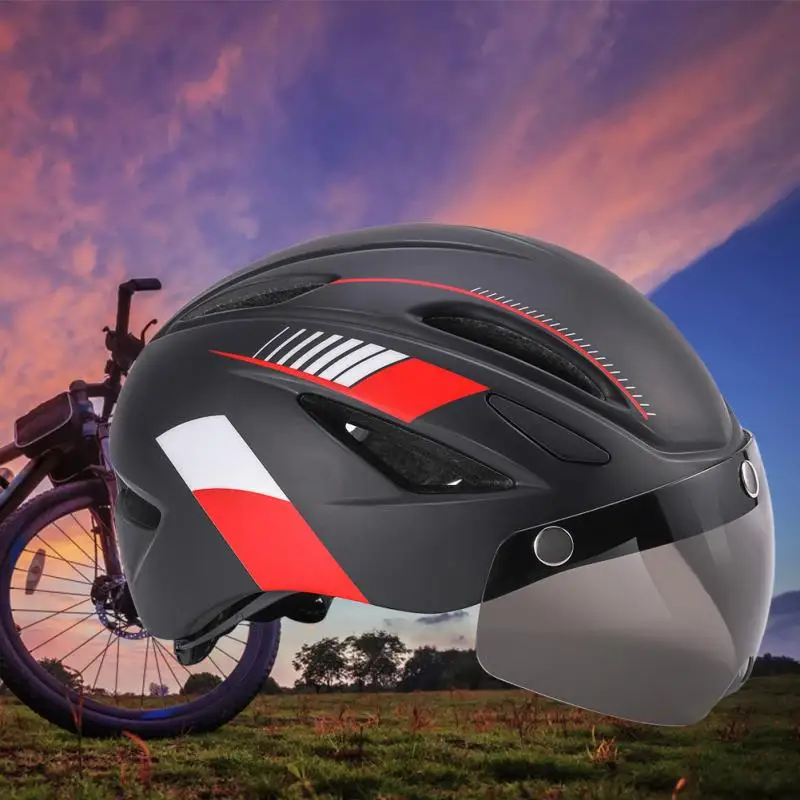 

EASTINEAR Bicycle Helmet With Taillight One-piece Mountain Road Bicycle Magnetic Windscreen Helmets Bump Caps Cycling Equipment