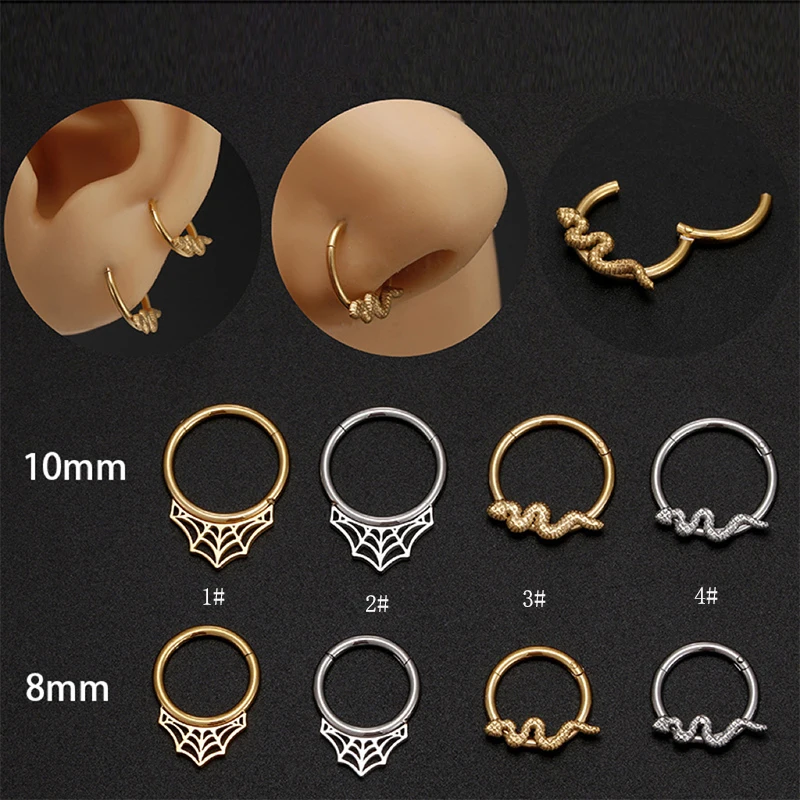 

G23 Titanium Piercing Nose Rings Spider Web Snake-Like Nose Septum Ear Cartilage Tragus Daith Helix Conch Piercing Body Jewelry