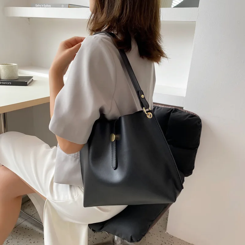 

Women's Crossbody Bag Shopper Totes Trend Fashion Korean PU Leather Solid Simple Evening Female Shoulder Bags Woman Handbag