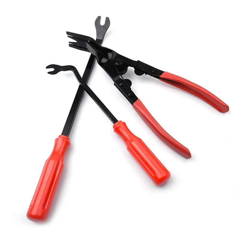 

3Pcs Car Door Trim Clip Buckle Removal Plier Removal Carbon Steel Pliers Tool Car Lining Board Buckle Screwdriver