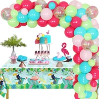 funmemoir hawaiian theme birthday party decorations supplies colorful balloon garland arch kit flamingo tablecloth baby shower
