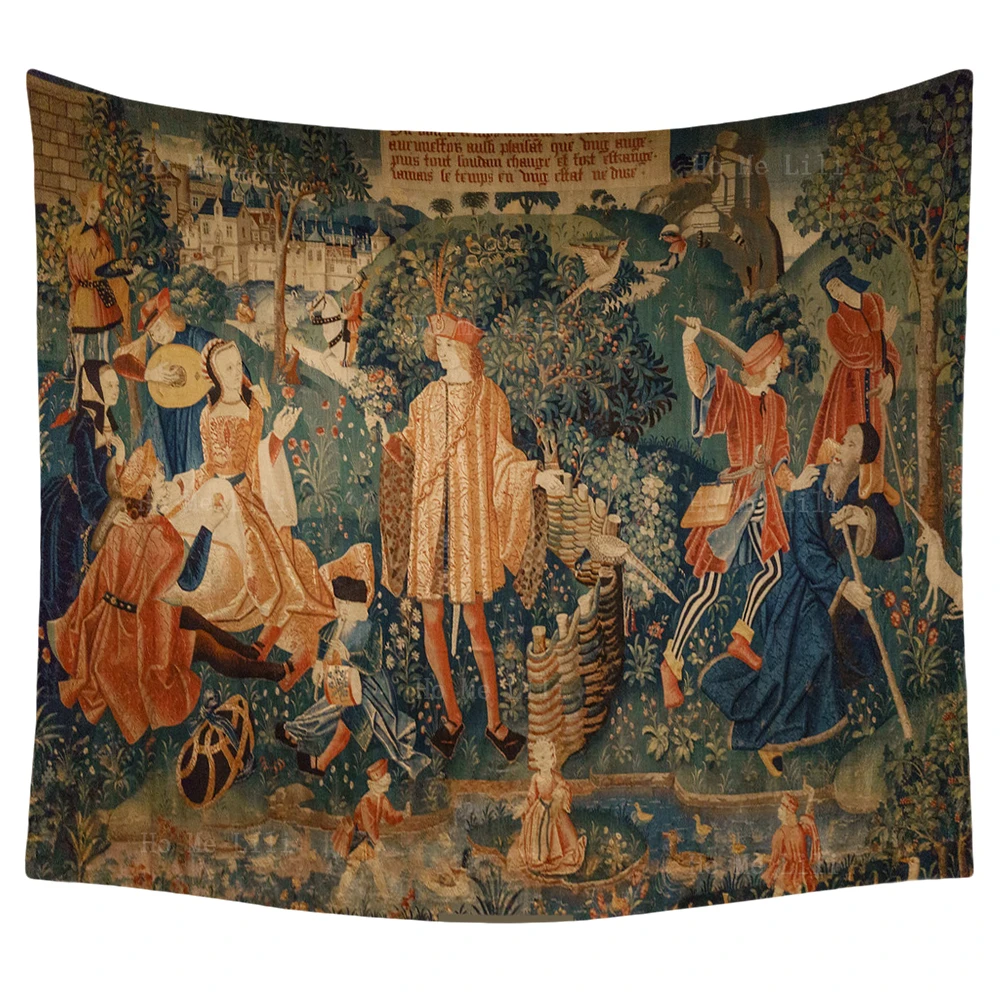 

Medieval Retro Artwork Taste The Lady And Last Unicorn Hunt Captivity Bible History Tapestry By Ho Me Lili For Home Decor