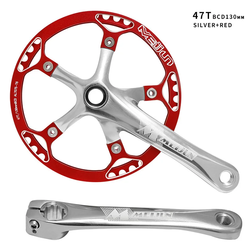 Crank MTB, Mountain Bike Single Speed Crank, Bicycle Crank Arm Set 170mm 130BCD, 45T/47T/53T Chainring & Bolts