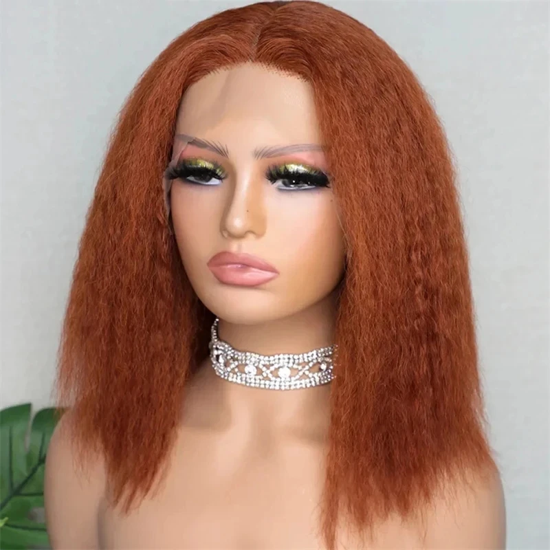 Оранжевый имбирь мягкий 26 дюймов длинный курчавый Yaki прямой синтетический