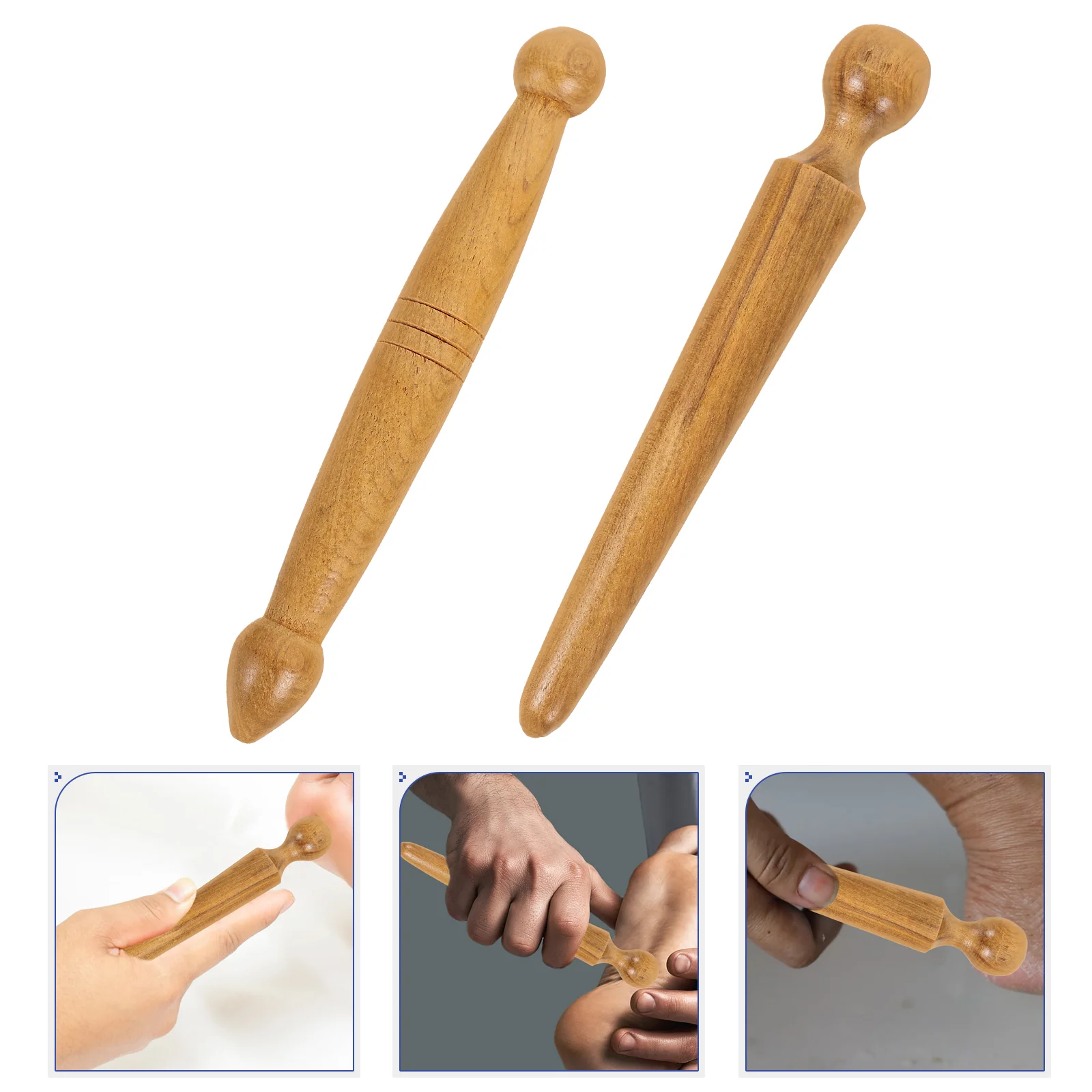 

2 Pcs Hole Stick Foot Massagers Sticks Reflexology Tools Wood Roller Body Hand Wooden