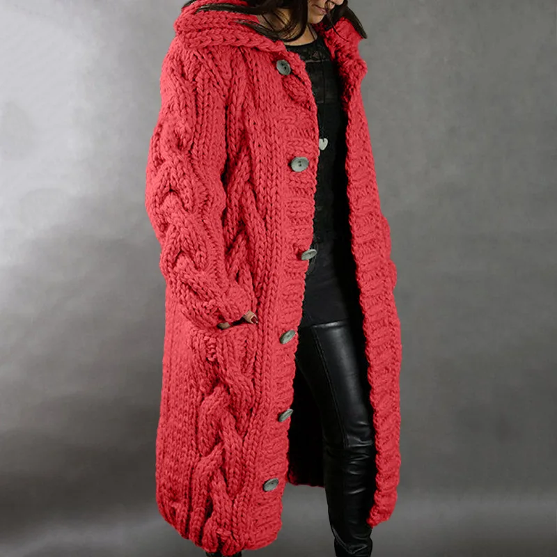 

Женский вязаный кардиган, Свободный Повседневный Длинный Свитер оверсайз с двумя карманами, уличная одежда на осень и зиму