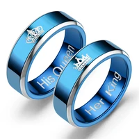 the new blue engraved her king his queen fashion couple ring wedding engagement ring anniversary ring lover gift jewelry