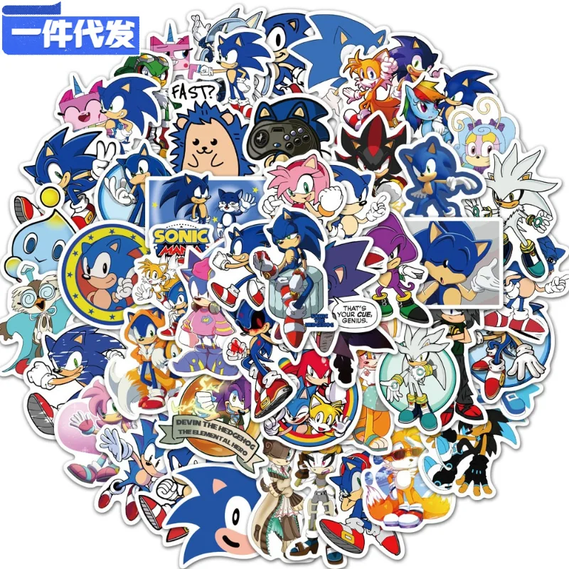 

50Pcs Cartoon Sonic The Hedgehog Stickers DIY Sticker Skateboard Guitar Fridge Stickers Car Sticker Decals Waterproof Decals