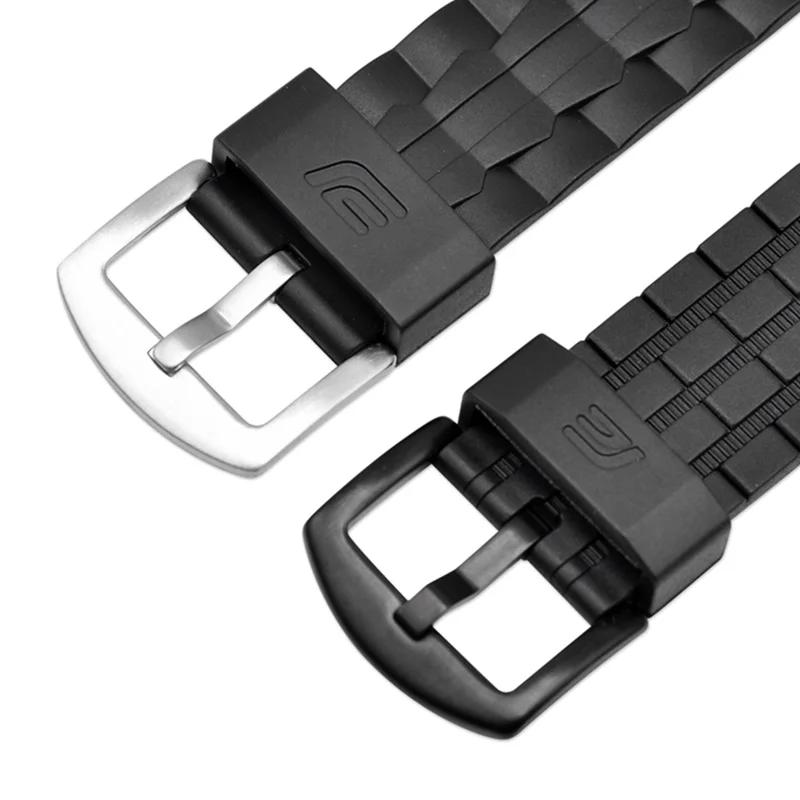 Black Waterproof PU Soft Sports Watch Strap for Casio EF-550 EF-523 22mm Bracelet Stainless Buckle