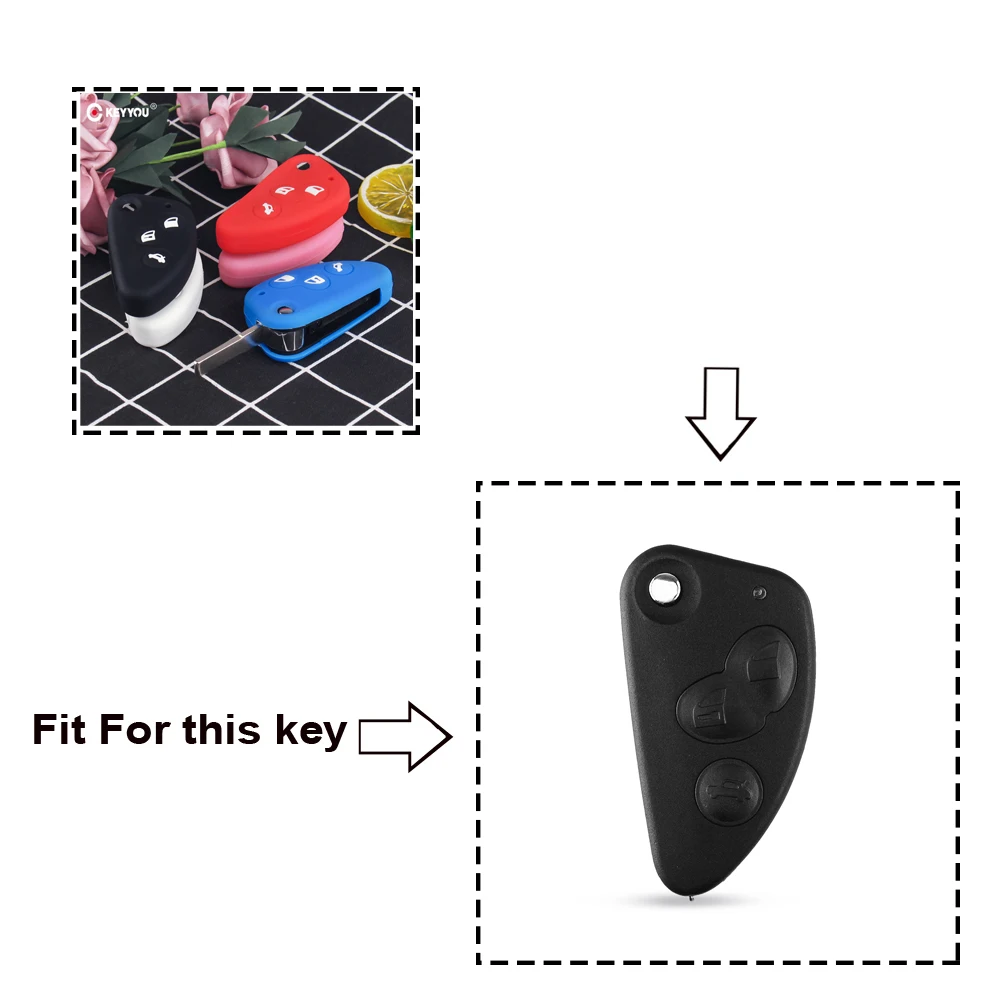 Dandkey Fob 3 кнопки силиконовый резиновый чехол для автомобильного ключа Alfa Romeo 147 166 156