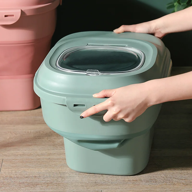 

New Foldable Food Storage Bucket Large Capacity Cat Food Pet Dog Food Sealed Bucket Moistureproof Cat Dog Supplies