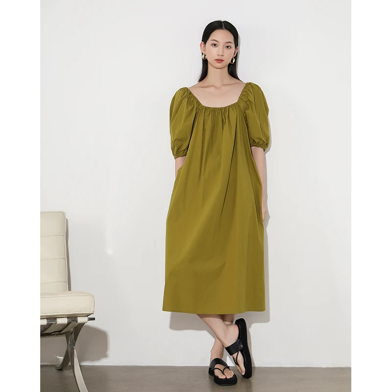 Платье Gdzy с пышными рукавами и квадратным вырезом дизайнерская универсальная