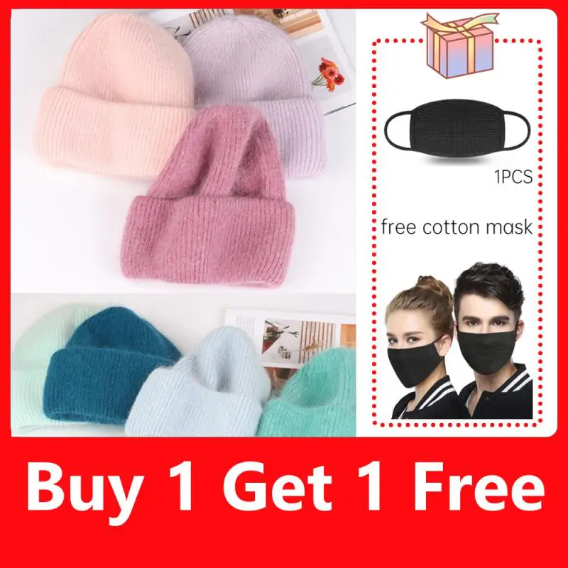 

Hot Selling Winter Hat Real Rabbit Fur Winter Hats For Women Fashion Warm Beanie Hats Women Solid Adult Cover Head Cap 16 Colors