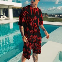 oversized 3d letter printed mens 2 piece sets t shirts shorts outfits hip hop men short sleeves tracksuit trend male clothing
