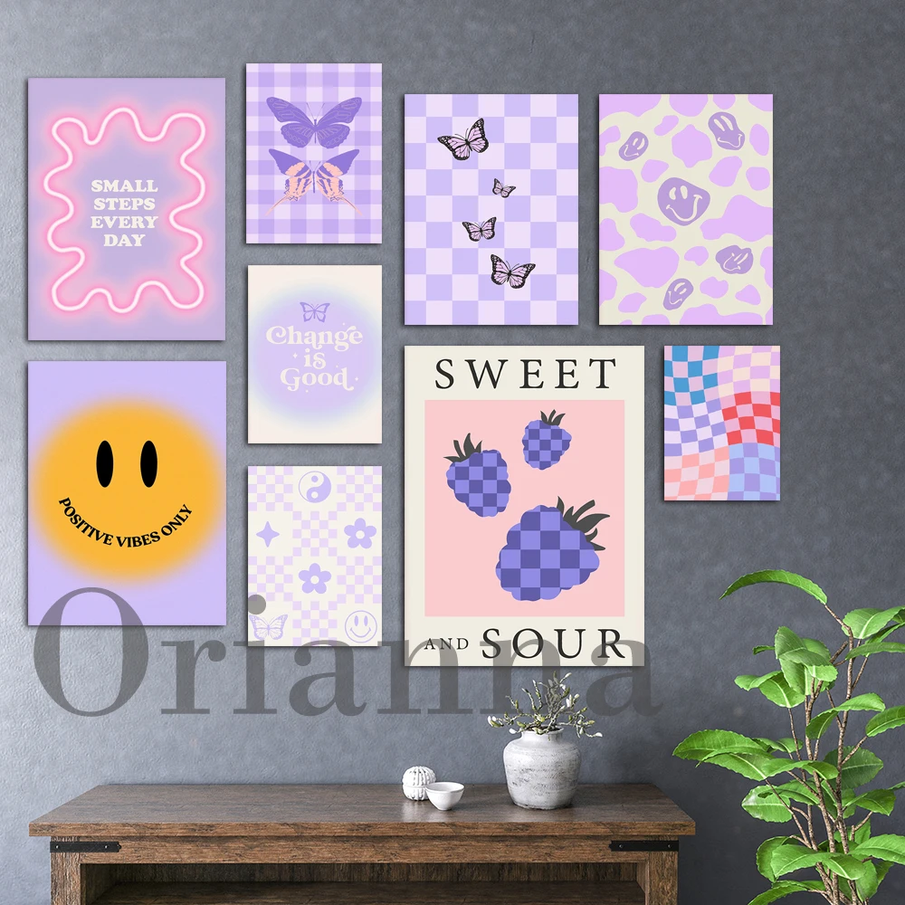 Пурпурное сердце бабочка в клетку Датская Пастельная картина со смайликом