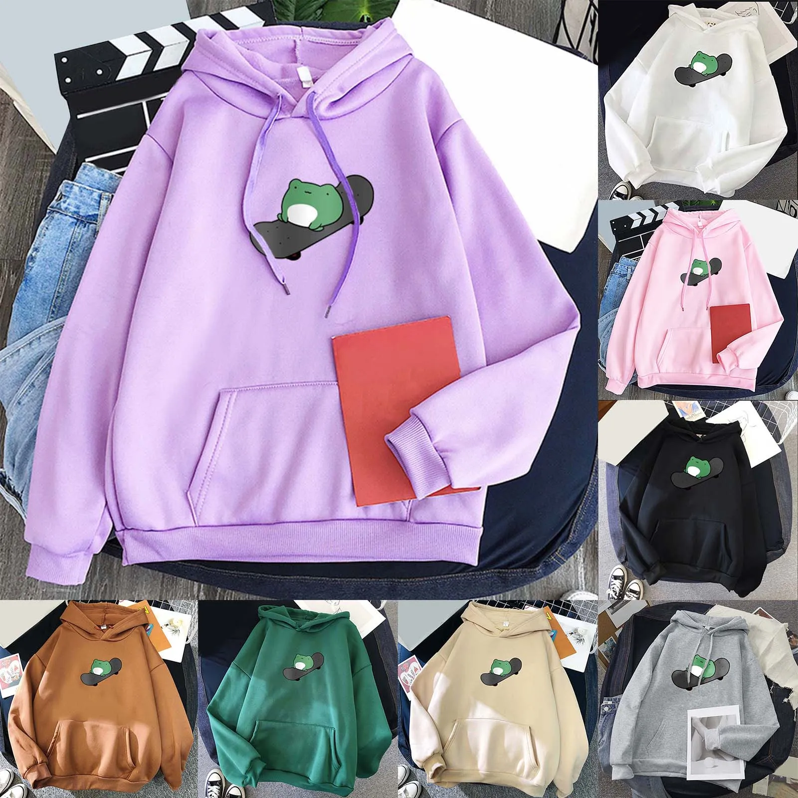 

Ladies Red Pullover Sweatshirt Womens Cute Sweatshirts Skateboarding Fashion Womens Clothing Winter Thick Black Hoodie Women