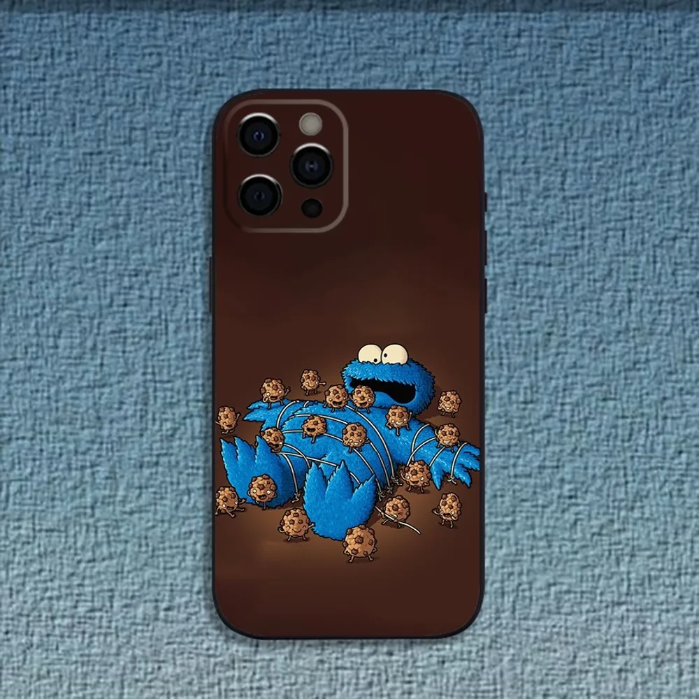 Забавный чехол для телефона C-Cookie-M-Monster iPhone 16 15 14 13 12 11 Pro X XS Max XR Plus мягкий черный