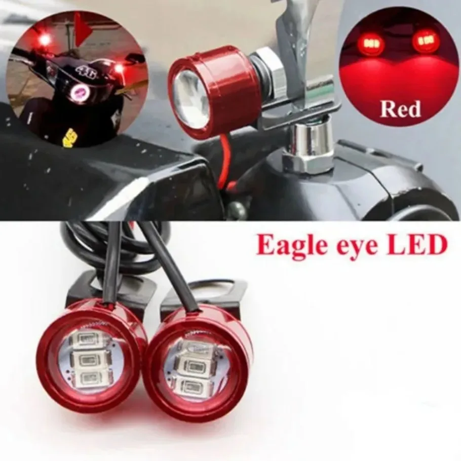 2 x DC 12 В Красный DRL Зеркало заднего вида для мотоцикла Eagle Eye 3 Светодиодная вспышка