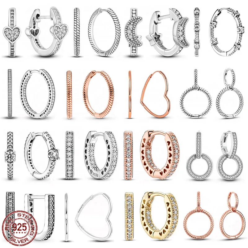 

Серьги из серебра 925 пробы в различных стилях, модные простые классические блестящие серьги, подходящие для изготовления женских украшений ...