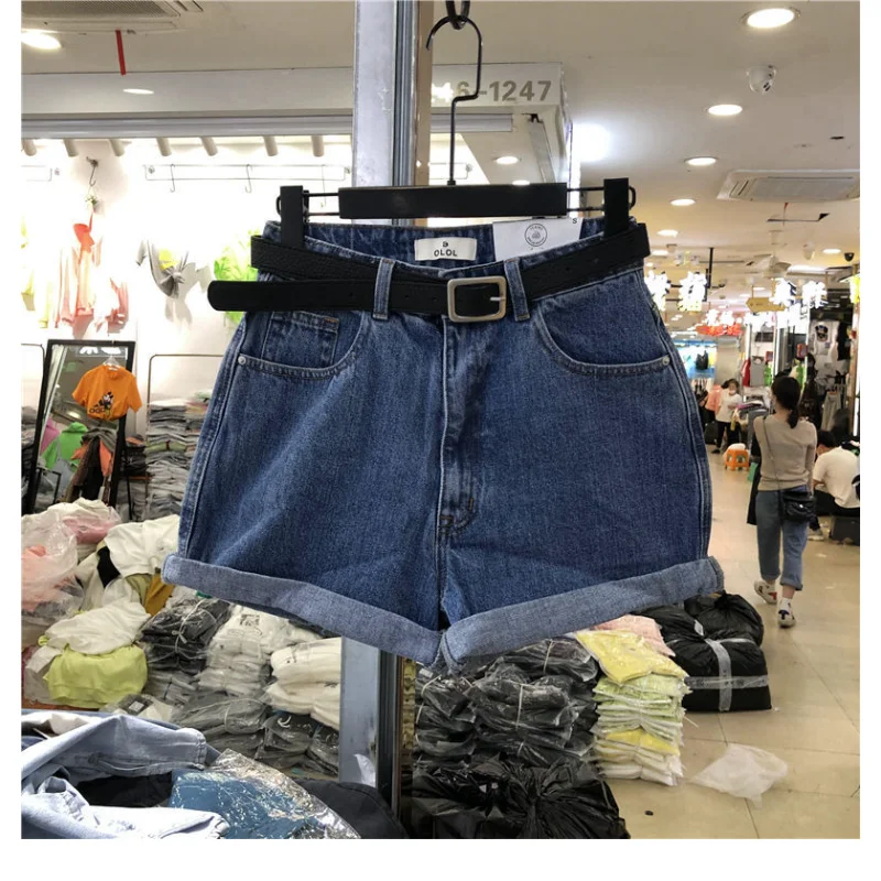 Solid Color Denim Shorts Women Summer New High Waist Wide Leg Loose Korean Version Thin Wear A-line Hot Pants Jeans Shorts Women
