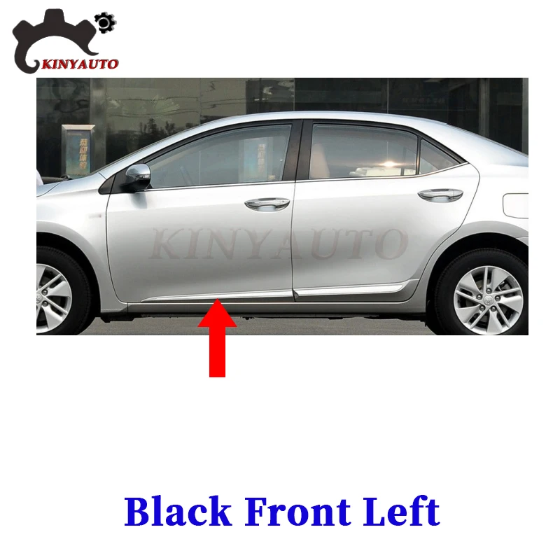 

Для Toyota Corolla 2014 15 16 17 18, боковое литье, Хромированная передняя и задняя дверь, украшение, полоса против царапин, накладка, защитная пластина