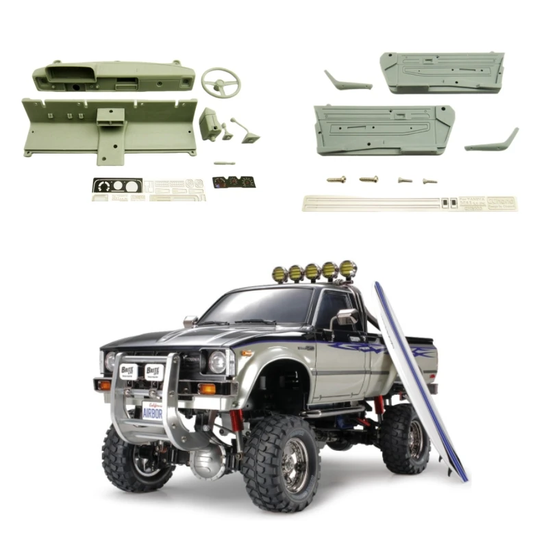 Комплект салона приборной панели/дверной панели/рулевого колеса для 1/10, игрушечный гусеничный грузовик Tamiya Hilux Bruiser 4WD TF2, обновленный автомобиль на радиоуправлении