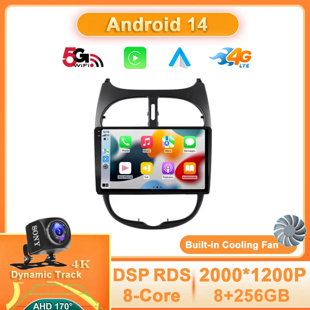 Android 14 для Volvo XC70 V70 S60 2004-2009 Автомобильный радиоприемник Стерео видеоплеер