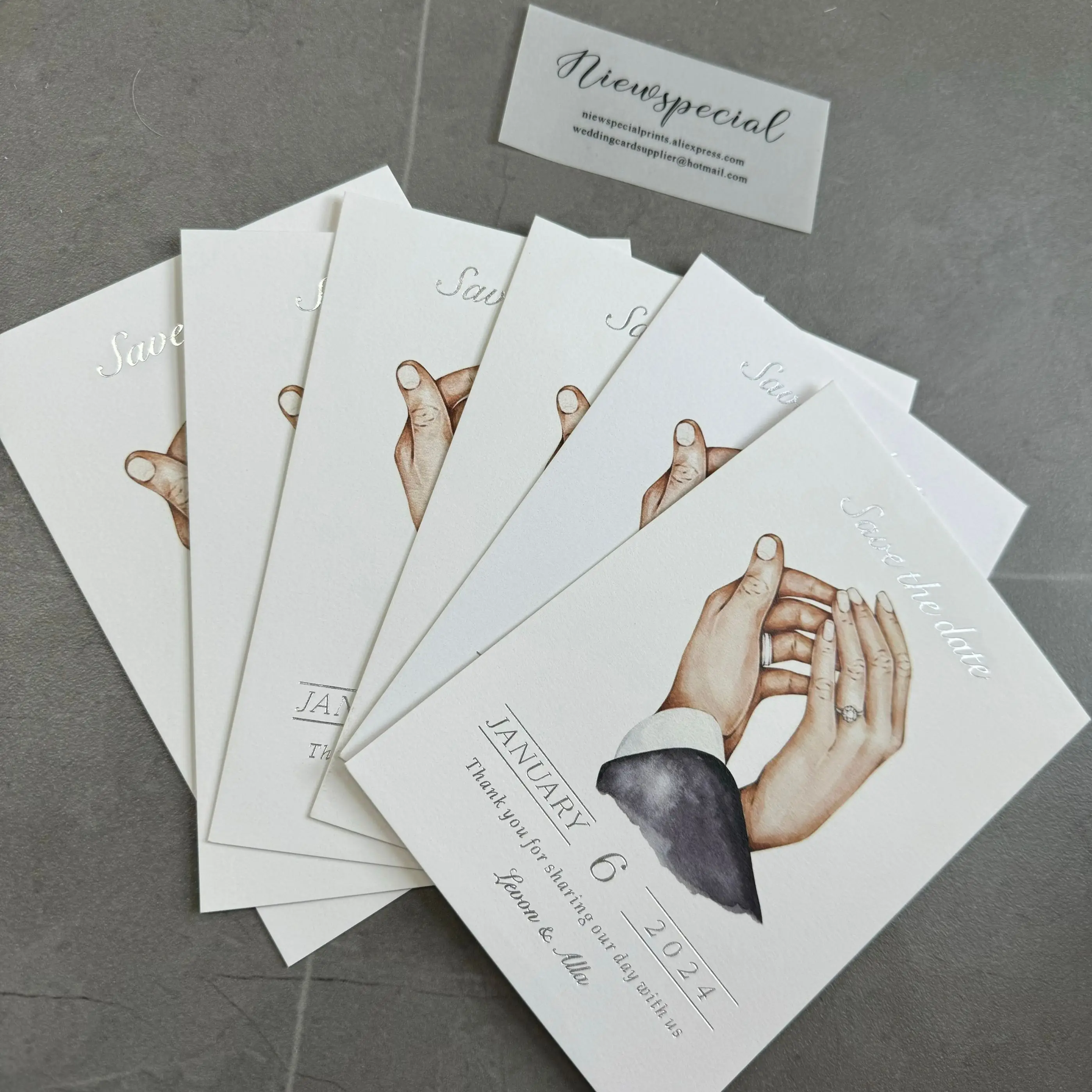 4*6 ''Серебристая фольга карты сохранить дату свадебные приглашения с