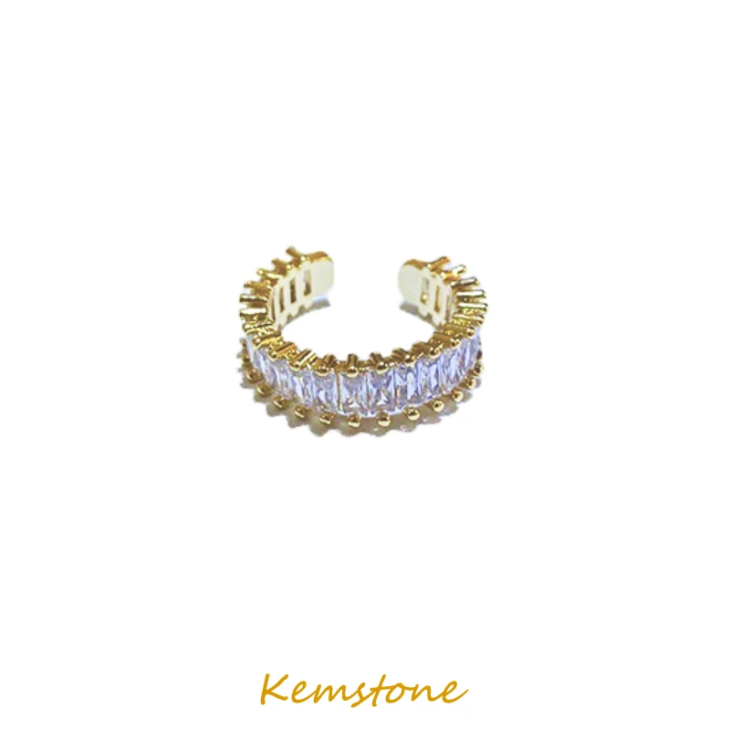Роскошное блестящее позолоченное кольцо Kemstone с кубическим цирконием и белым