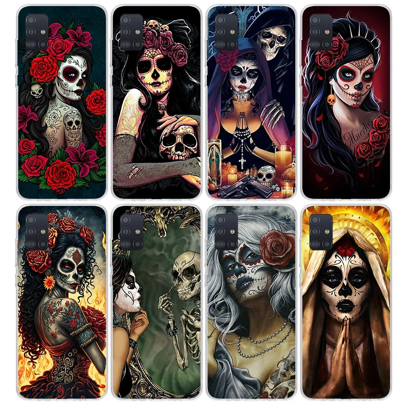 Чехол Catrina Beautiful Rose Girl с черепом для телефона Samsung Galaxy A51 A71 A41 A31 A21S A11 A01 A50S A70 A40 A30S A20E