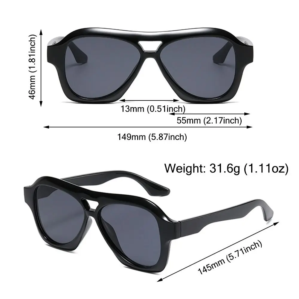 Модные солнцезащитные очки с двойной перемычкой и защитой UV400 большие Y2K черного