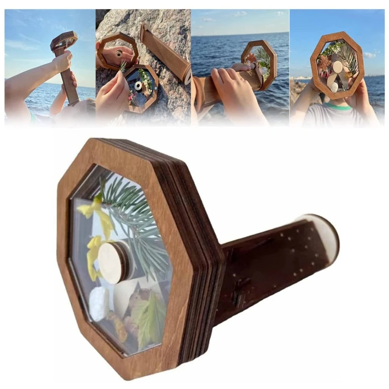 

Montessori Wooden Kaleidoscope Kits STEM Nature Observation Toy Stimulation Viewfinder Toy Activity Centers Kids Favors N0HD