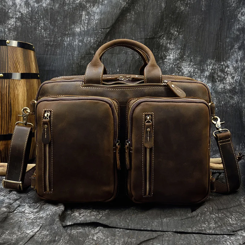 Quality Genuine High Men Multifunction Handbags Leather Shoulder pack 3 In 1 Travel Bagpack