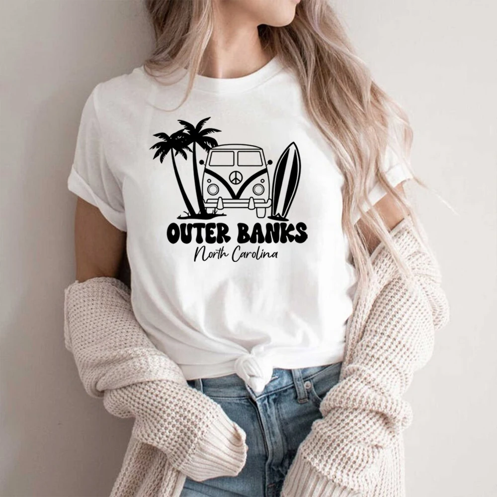 

Outer Banks Vintage Women T Shirt North Carolina Paradise on Earth Shirt Pogue Life TV Show Graphic Tees femme Holiday Clothes