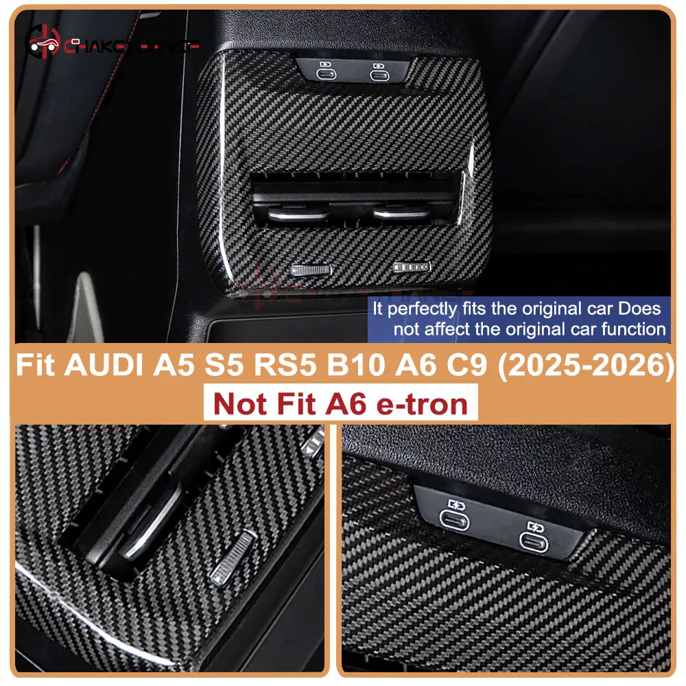 Фото Для Audi A5 S5 RS5 B10 A6 C9 (не подходит для A6 e-tron) — накладка на задний воздуховод из углеродного волокна, 2025-2026 гг., для модификации интерьера автомобиля №3