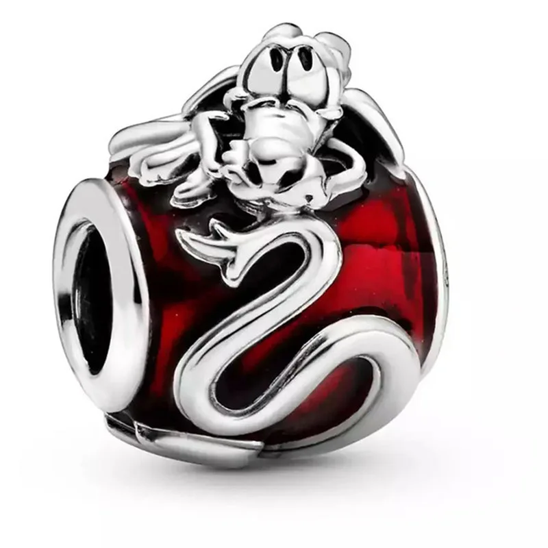 

Disney Cartoon Anime Red Enamel Mulan Mushu Beads Jewelry for Women Pulseras Fit Original Pandora Charms Bracelet Fine Gifts DIY