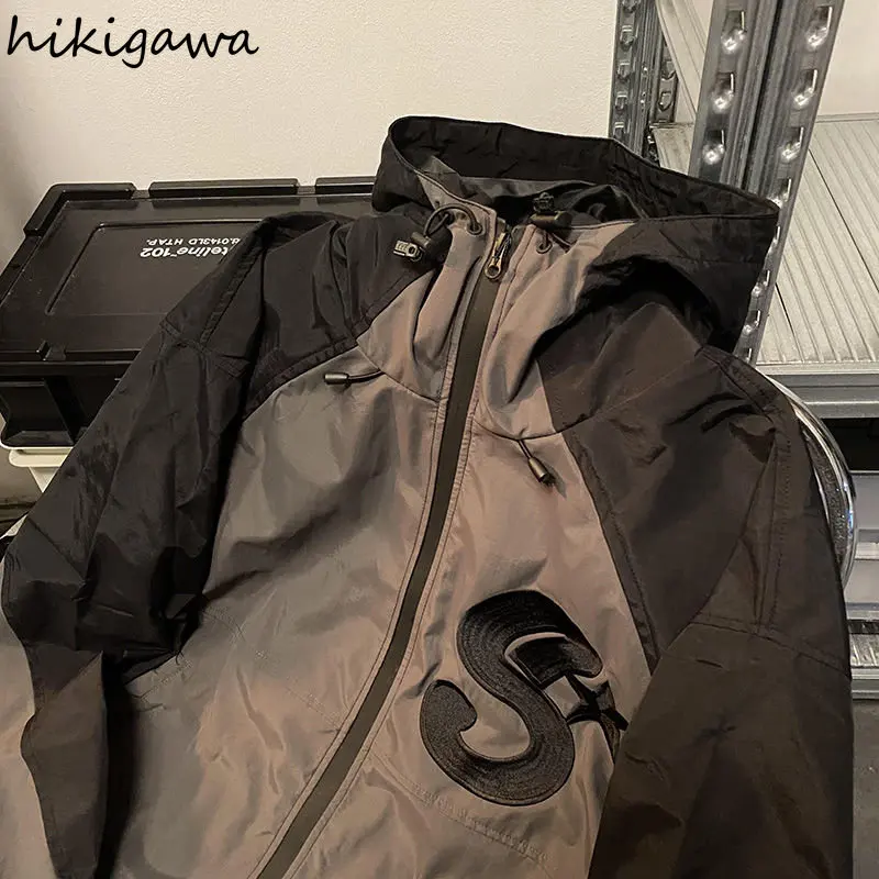 Женская винтажная куртка с капюшоном и вышивкой свободного покроя