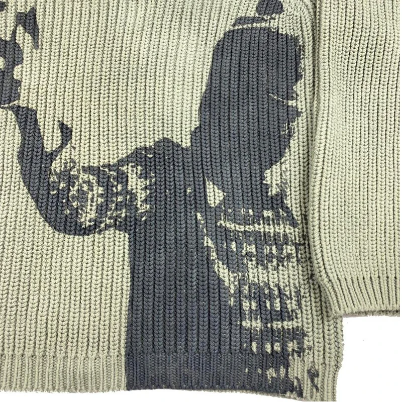 Men's Retro Knitted Sweater Autumn and Winter Pullover Turtleneck Sweater Unisex Y2K Harajuku Large Size Print Chic Aesthetic