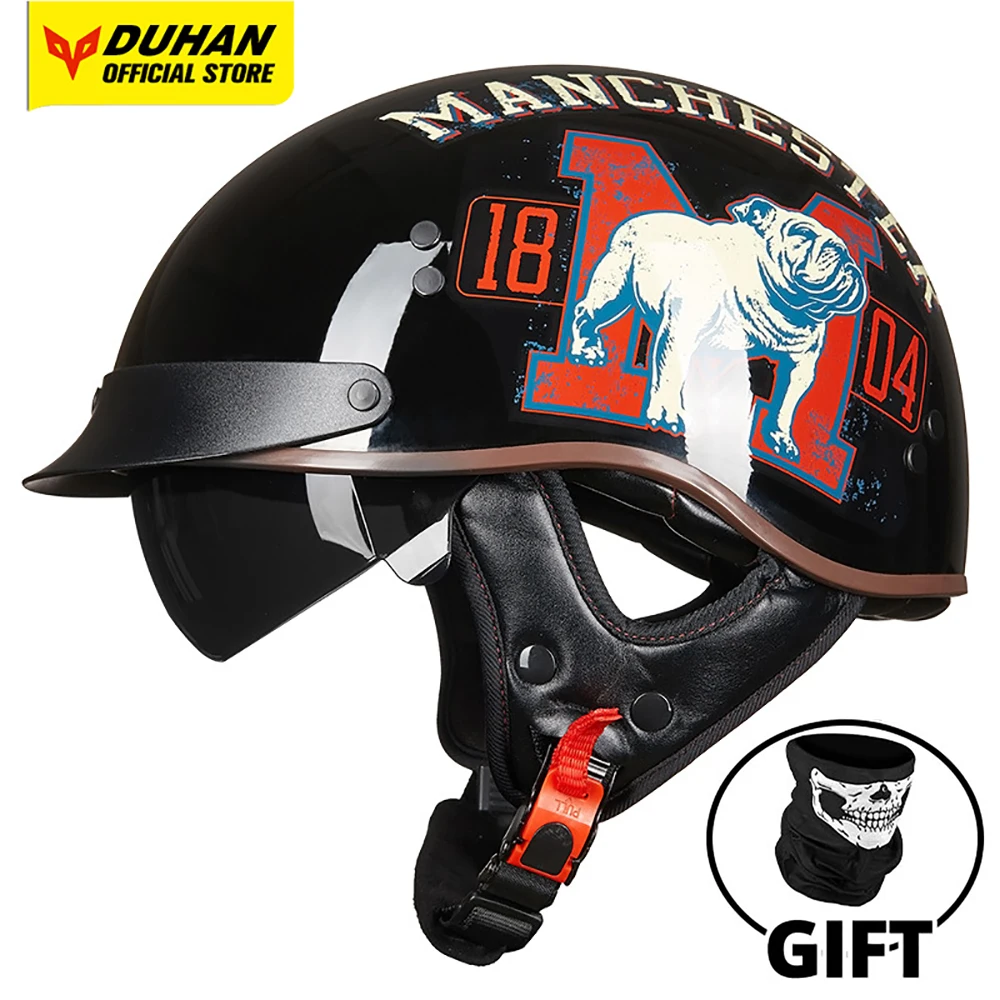 

DOT Certification Retro Racing Helmet Open Face Scooter Motorcycle Helmet Four Seasons Motorbike Riding Half Helmet Men Women