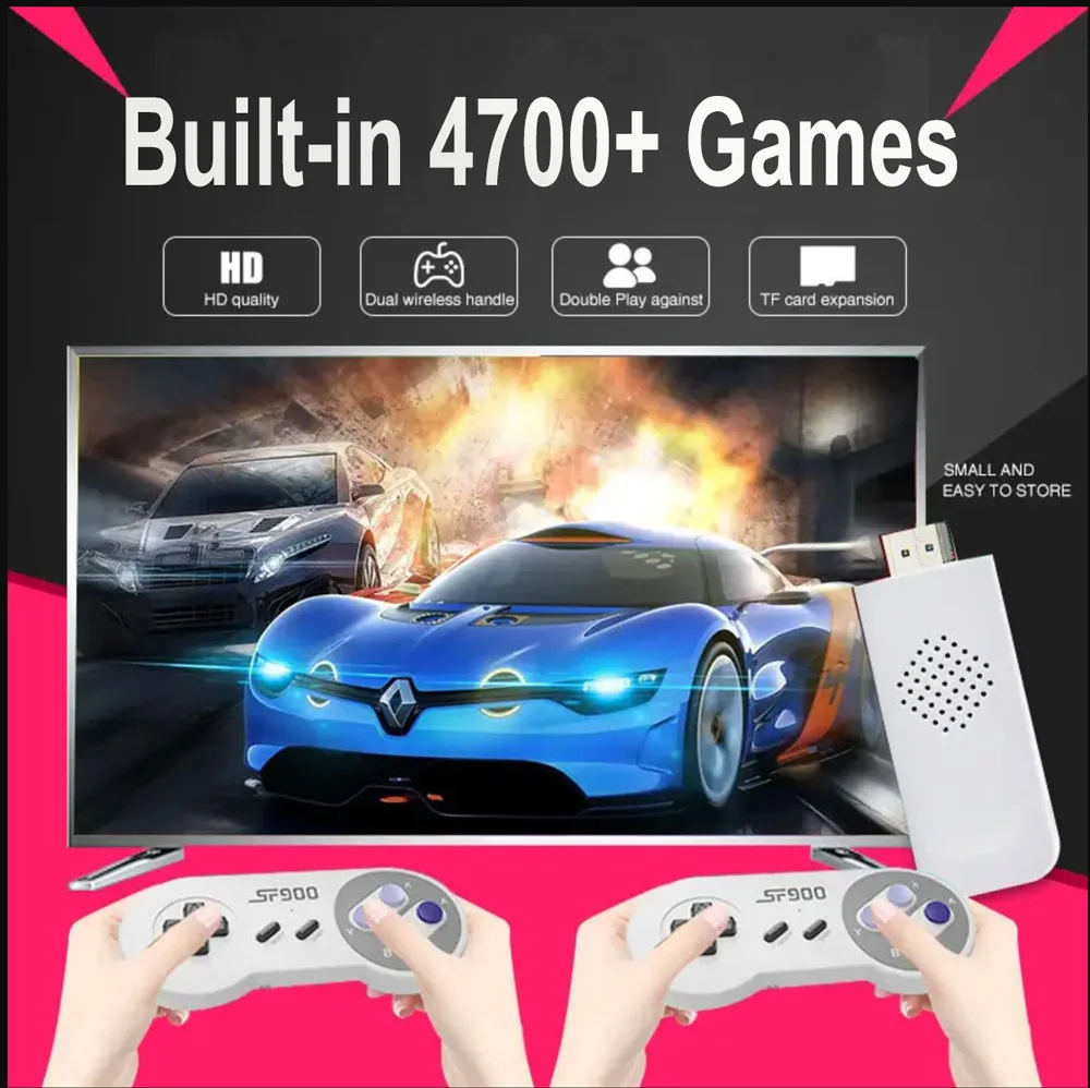 

SF900 Console Game Player 4700 Games Retro Video Game Console 4GB Game Stick for SNES NES Wireless Controller 16 Bit