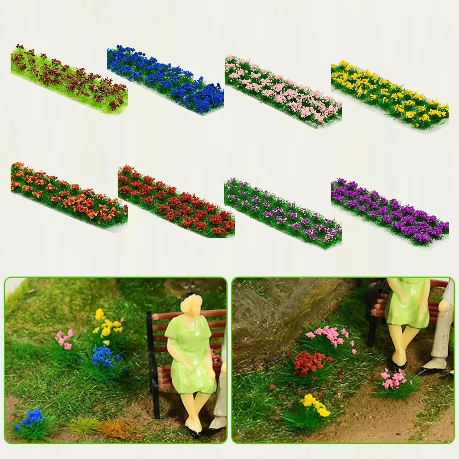 Цветочная кластерная трава статический пейзаж модель миниатюрного ландшафта