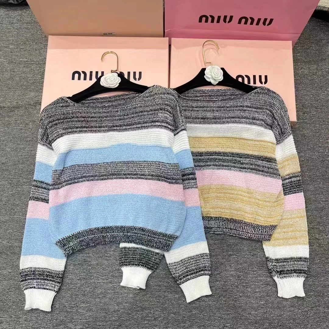 Женский Осенний Трикотажный Хлопковый Полосатый пуловер свитер новые свободные