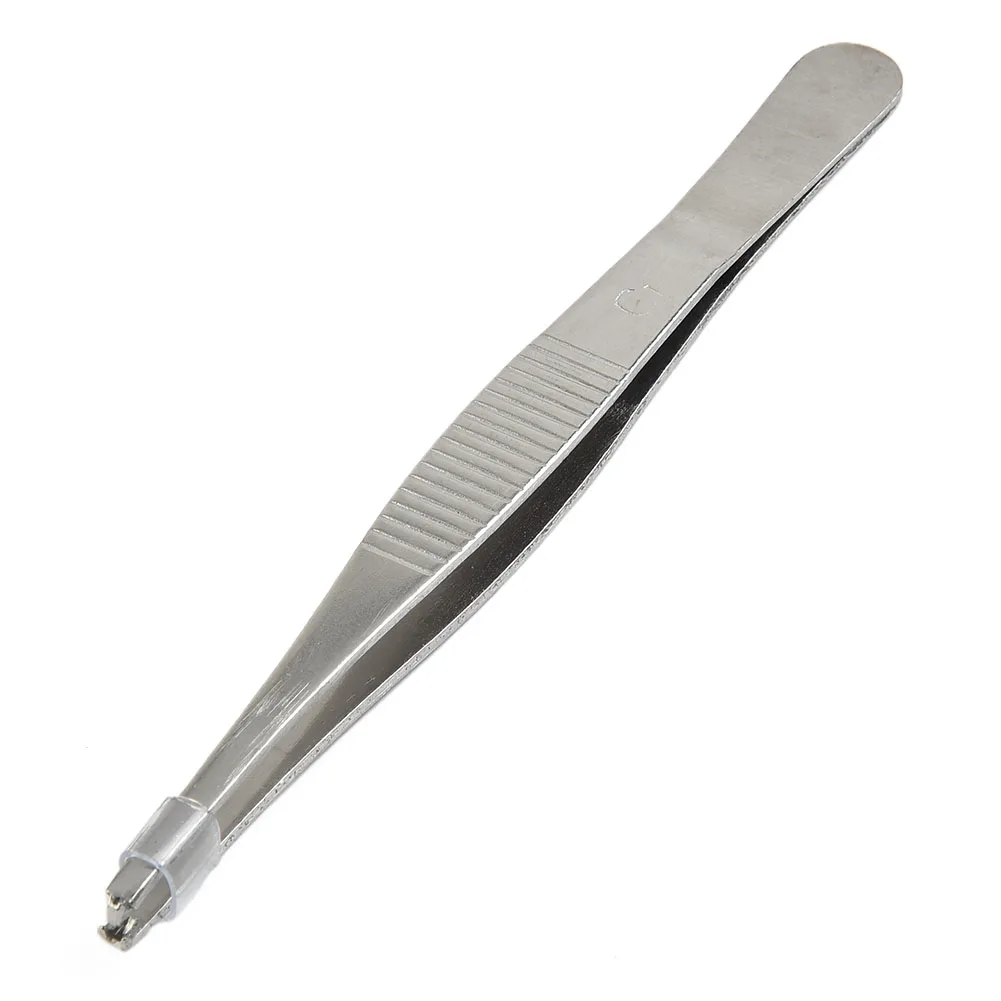 

1pc Tweezers 140mm Silver Stainless Steel Toothed Tweezers For Suture Manipulate Needles Hold Hand Tools