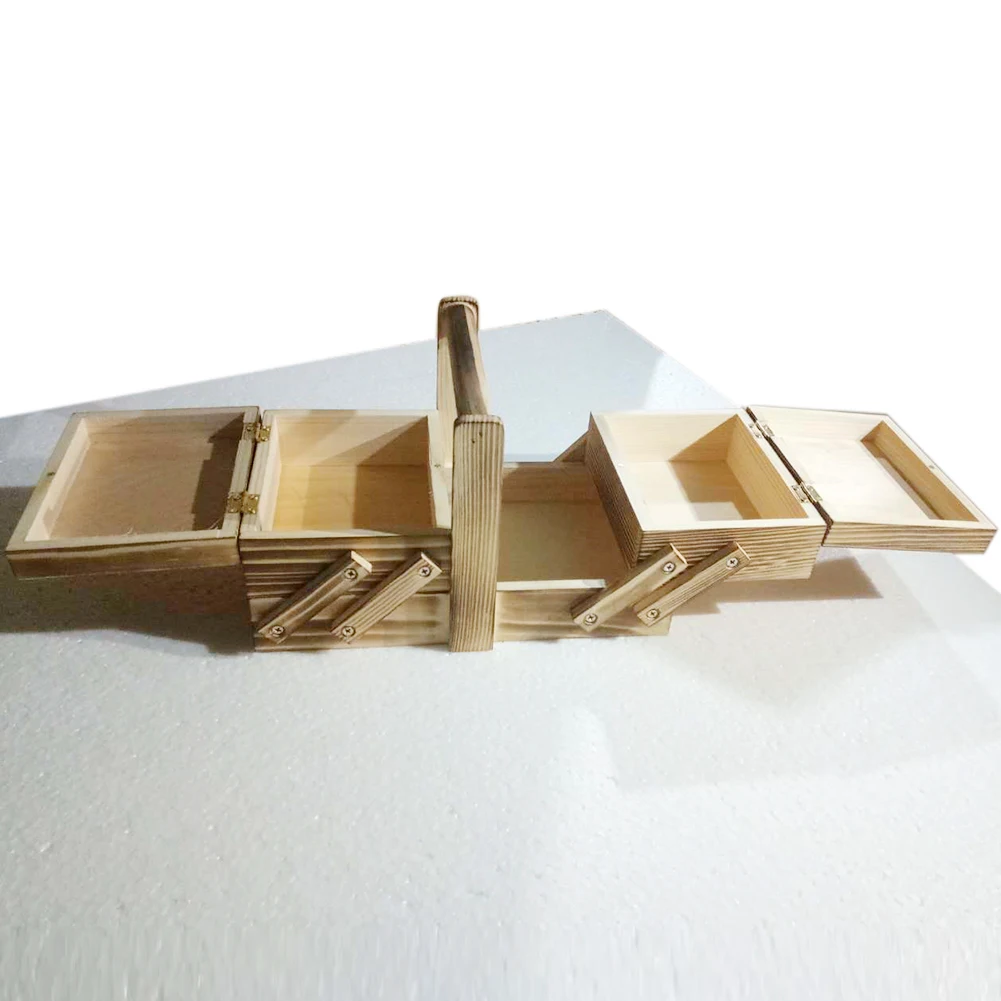 

Home Storage Shabby Portable Cantilevered Vintage With Handle Cosmetic Case Travel Organizer Sewing Box Large Capacity Wooden