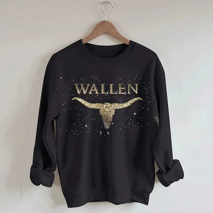 

Rheaclot Wallen Print Women's Retro Vintage Cotton Long Sleeves Sweatshirt